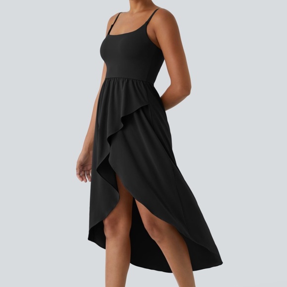 Halara – Breezeful™ High/Low Quick-Dry Casual Midi Dress (Black), Size XL. NWT. - Picture 2 of 10